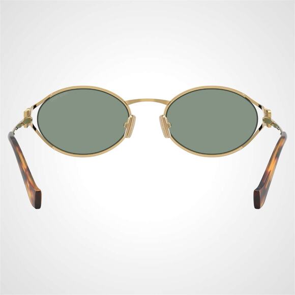 New MIU MIU Sunglasses Gold Oval Green Lens 54mm Oval Metal